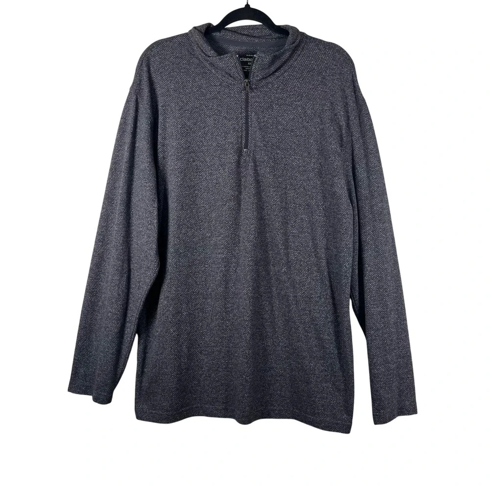 Claiborne Quarter Zip Pullover Mens Gray Textured‎ Long Sleeve XXL